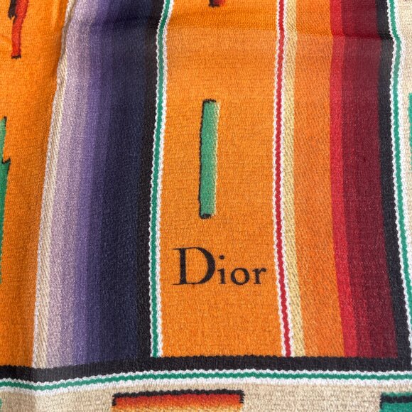 Christian Dior Vintage Silk Scarf – Navajo-Inspired Aztec Motif - Picture 9 of 13